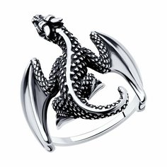 Кольцо Diamant online, серебро, 925 проба, чернение, размер 18