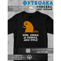 Футболка Бобр мем, 1 шт., размер S, черный Без бренда