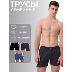 Трусы Berrak, комплект из 3 шт., размер S, серый, голубой, синий