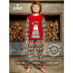 Пижама Juno New Year collection, размер 92/98, зеленый, красный