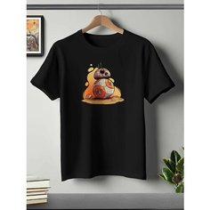 Футболка ONEQ унисекс 56-58 (3XL) размер с принтом BB-8, черная, размер 3XL, черный