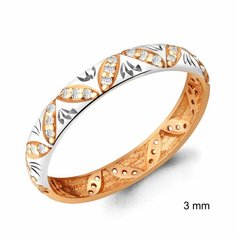 Кольцо обручальное Diamant online, красное золото, 585 проба, фианит, размер 16.5, ширина 3 мм, прозрачный