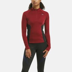 Лонгслив Reebok Running 1/4 Zip, размер XS INT, , бордовый