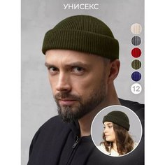 Шапка бини ALEKON для мужчин, размер 54-60, зеленый Алекон