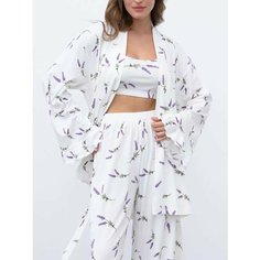 Пижама Mimi Pajamas New, размер L, белый, лиловый