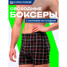 Трусы COMANDOR Трусы мужские семейные боксеры хлопковые, размер M, черный/красный