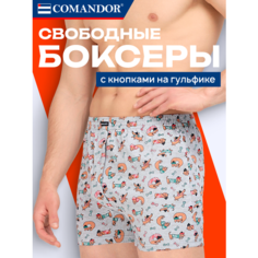 Трусы COMANDOR Трусы мужские семейные боксеры хлопковые, размер L, светло-серый