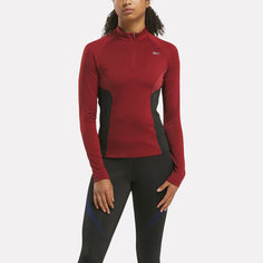 Лонгслив Reebok Running 1/4 Zip, размер S INT, , бордовый