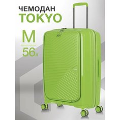 Чемодан Lcase Tokyo, 87 л, размер M, зеленый неоновый
