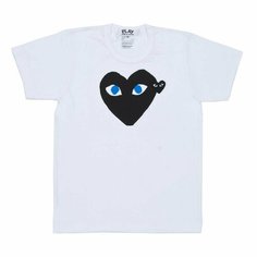 Футболка Comme des Garcons PLAY CDG Play Big Black Heart Blue Eyes T-Shirt, 1 шт., размер 2XL, white/black