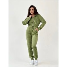Костюм спортивный MATRESHKA_LOVE Комплект спортивный велюровый MATRESHKA_LOVE,плюшевый мягкий теплый костюм, толстовка и штаны, размер M, зеленый