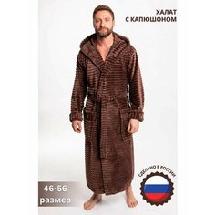 Халат , размер XL, коричневый Нет бренда