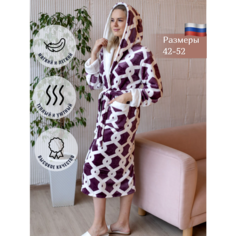 Халат домашний теплый женский с капюшоном на запах, размер S, белый Comfort Fashion