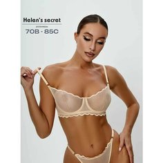 Комплект нижнего белья Helens secret Зима-Весна 2025, размер 80D, бежевый