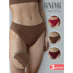 Трусы MiNiMi, комплект из 3 шт., размер 44/46, красный, бордовый, коричневый