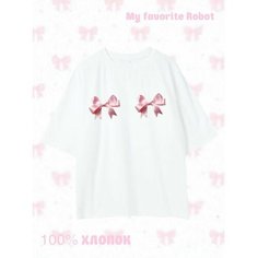 Футболка Бантики, размер S, белый/белый My Favorite Robot