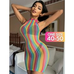 Платье SweetNight Платье сетка разноцветное, размер 40-50, разноцветный