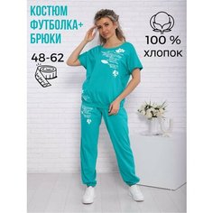 Костюм спортивный , размер 50, зеленый, голубой by Esenia
