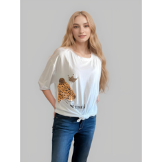 Футболка Футболка женская оверсайз "Сью лео черный, размер one size BY NYK