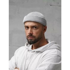 Шапка бини ALEKON для мужчин, размер 54-60, светло-серый Алекон