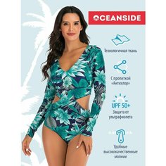 Купальник OCEANSIDE, размер S, серый, зеленый