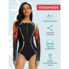 Купальник OCEANSIDE, размер M, голубой, синий, оранжевый, черный