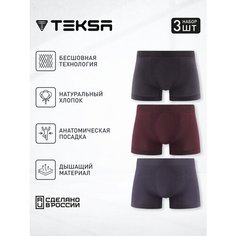 Трусы Teksa 3 пары, комплект из 3 шт., размер XL, бордовый, синий, серый