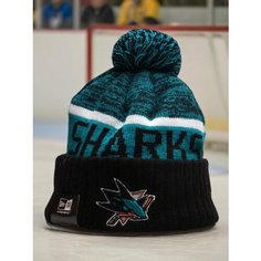 Шапка NEW ERA SHARKS для мужчин, размер 55-60, черный/бирюзовый