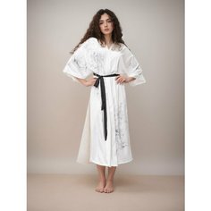 Халат , размер ONE SIZE, черный, мультиколор, белый Нет бренда