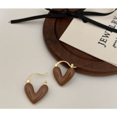 Серьги, размер 22 мм, коричневый Без бренда