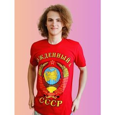 Футболка, 1 шт., размер 52, красный Нет бренда