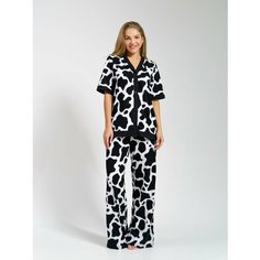 Пижама BUY-TEX.RU женская с брюками, размер 48, черный, белый