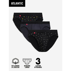 Трусы Atlantic Спортивные, комплект из 3 шт., размер 52/XXL, черный/графит