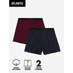 Трусы Atlantic Solid, комплект из 2 шт., размер 48/L, бордовый, синий