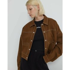 Джинсовая куртка Gloria Jeans Ready! Steady! Go!, размер 8-10л/134-140, коричневый