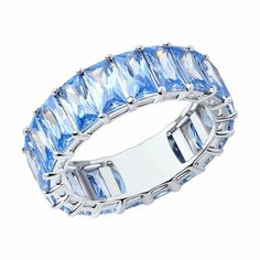 Кольцо дорожка Diamant online, серебро, 925 проба, фианит, размер 18, ширина 7 мм, голубой