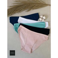 Трусы VIKKI., комплект из 5 шт., размер 44-46, зеленый, оранжевый, голубой, черный, белый