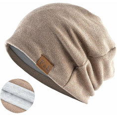 Шапка бини Skully Clothing Company Loose Knitted Hat для мужчин, размер M-L, бежевый