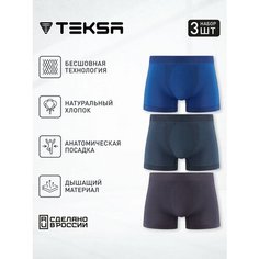 Трусы Teksa 3 пары, комплект из 3 шт., размер L, синий, серый