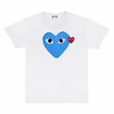 Футболка Comme des Garcons PLAY CDG Play Big Blue Heart T-Shirt, 1 шт., размер 2XL, белый