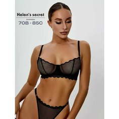 Комплект нижнего белья Helens secret Зима-Весна 2025, размер 75B, черный