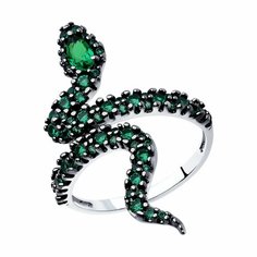 Кольцо Diamant online, серебро, 925 проба, фианит, размер 18, зелeный