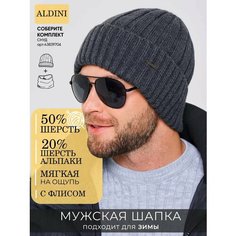 Шапка бини ALDINI Томас для мужчин, размер 58-60, графит/серый