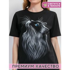 Футболка АРТ-ИМПЕРИЯ Кошка, размер XL, черный
