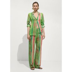 Блуза MANGO BLUELAB, размер M, зеленый