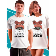 Футболка PhilShop душнила с котом, размер M, белый