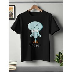Футболка ONEQ унисекс 56-58 (3XL) размер с принтом Сквидвард, черная, размер 3XL, черный