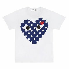 Футболка Comme des Garcons PLAY CDG Play Large Polka Dot Heart T-Shirt, 1 шт., размер 2XL, White / Polka Dot