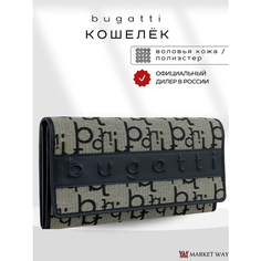 Кошелек Bugatti, фактура гладкая, гобелен, зернистая, черный