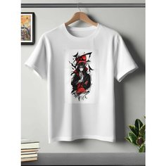 Футболка ONEQ унисекс 50-52 (XL) размер с принтом Итачи, белая, размер XL, белый
